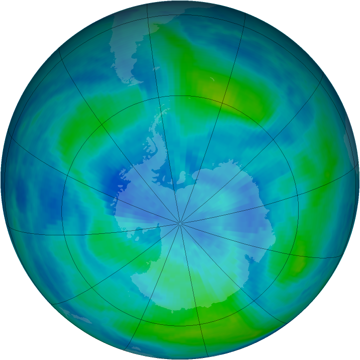 Antarctic ozone map for 18 March 1986